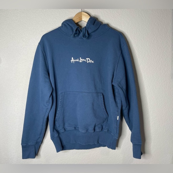 Aime Leon Dore Brush Script Hoodie Blue Mediun - Picture 2 of 10
